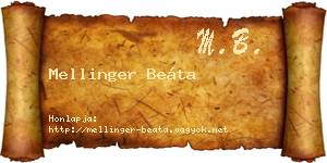 Mellinger Beáta névjegykártya